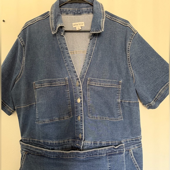 Ava & Viv Plus Size Jean Romper XXL - Picture 4 of 7